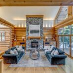 6361 Fairway Drive, interior and exterior views of this luxury log home.